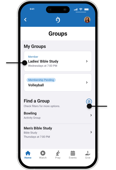 Create sustainable communities with My Groups and Group Finder in your Rock Mobile app.